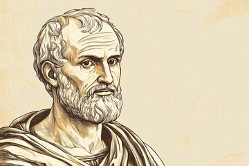 Fototapeta premium Intricate Linedraw Illustration of Plotinus with Insightful Gaze