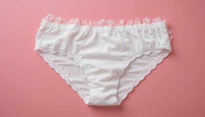 Top view photo of white cotton classic panties on isolated pastel violet background