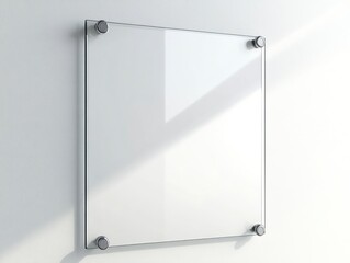 Glass Signboard on Wall Mockup with Silver Standoffs for Office Branding