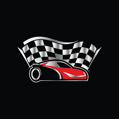 Race car icon logo design vector template. Automotive, race car and checkered flag symbol. Car Speedometer Logo Design Vector Template. Abstract Car Speedometer Icon.