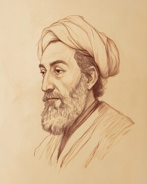 Minimalist Linedrawing of Maimonides on a Soft Beige Background