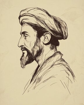 Serene Portrait of Jewish Philosopher Maimonides in Minimalist Style