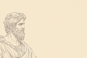 Minimalist Line-Drawing of Plato with Classical Greek Features