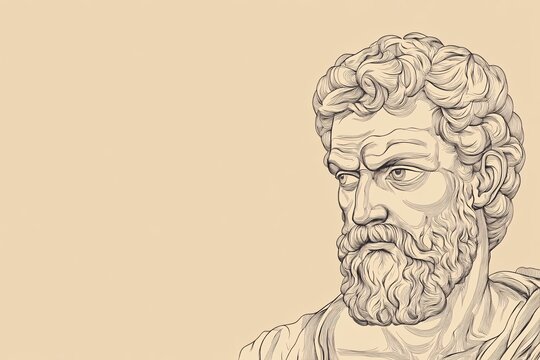 Contemporary Minimalist Representation of Epictetus, the Stoic Thinker