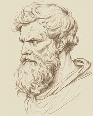 Serene Portrait of Epicurus Capturing Wisdom and Relaxation