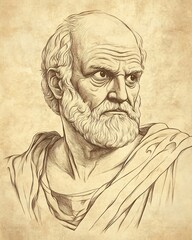 Fototapeta premium Wise Ancient Greek Philosopher Thales with Copy Space for Text