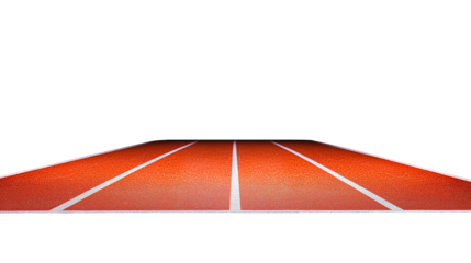 Straight lanes of orange track on transparent background isolated view