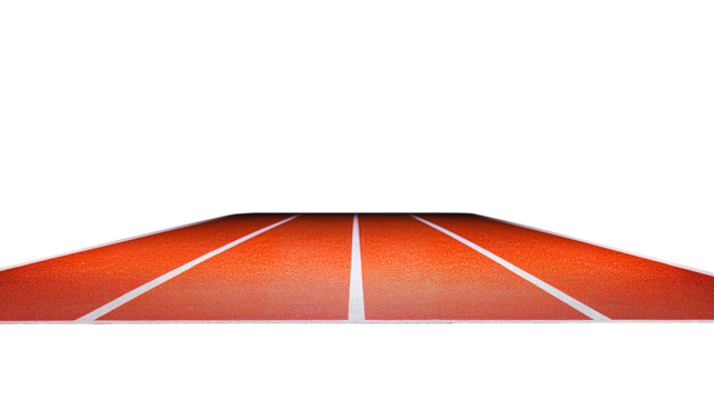 Straight lanes of orange track on transparent background isolated view