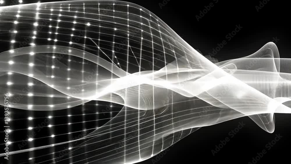 Poster abstract wave design flowing lines and light effects create depth and movement in digital art with m