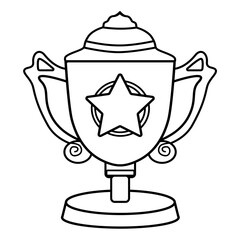 Obraz premium Outline Art Trophy Illustration with Star