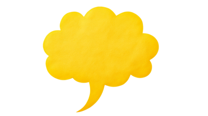 Yellow speech bubble, thought bubble, cut out transparent