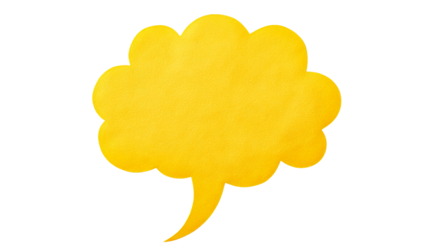 Yellow speech bubble, thought bubble, cut out transparent