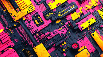 Abstract Circuit Board. Colorful Tech