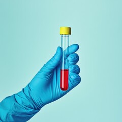 Lab hand holds a test tube with red liquid (1)