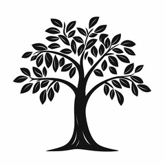 Obraz premium Eco-Friendly Nature: Beautiful Black Silhouette Tree in Rural Landscape