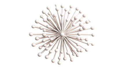 Abstract spiky white dandelion, texture, isolated, cut out transparent