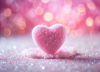 Obraz premium Sweet HeartShaped Sugar Decorations A Double Exposure Abstract Background Featuring Pink Hues and Delicate Details