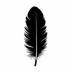 Elegant Black Feather Silhouette - Nature-Inspired Vector Graphic for Minimalist Design and Print Art