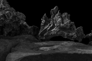 Rock Product Display Floor Close Stone Detail Natural Texture Tree Root Old Object Section.