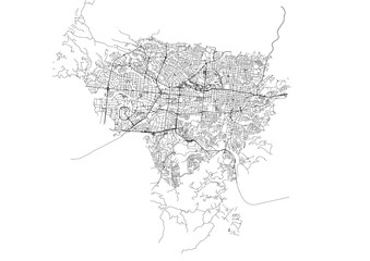 vector map of highway in san salvador el salvador city with black and white color