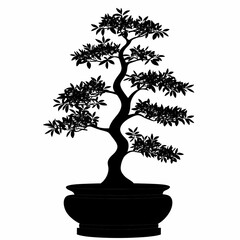 Exquisite Bonsai Tree Silhouette: Japanese Art in Home Interior Design