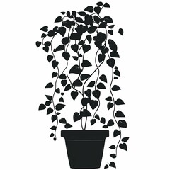 Stylish Indoor Plant Silhouette: Creative Home Decor with Minimalist Vine Foliage