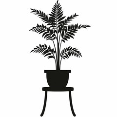 Elegant Indoor Plant Decor: Black Stencil Silhouette Design for Modern Home Styling and Interior