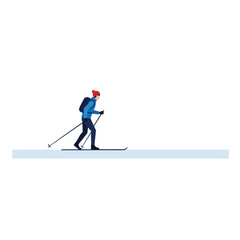 Obraz premium Skiing figure in motion with flat design style showcasing winter sports vector art
