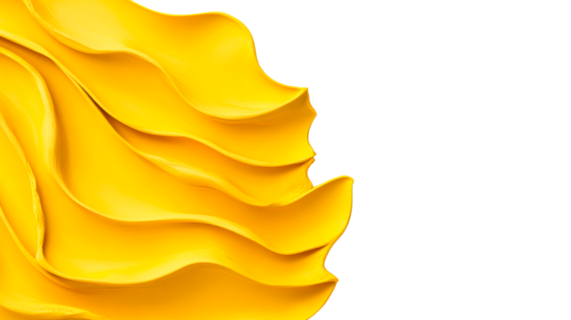 Abstract yellow layers texture on black background, cut out transparent