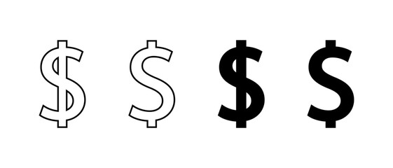 Dollar, money icon set. USD currency, price sign symbol