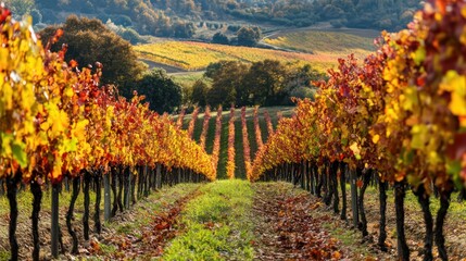 Autumn vineyard landscape
