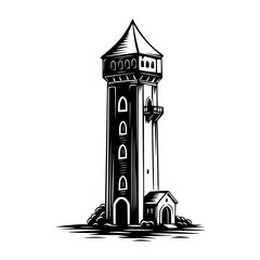 Obraz premium Vintage Tower Illustration - Black & White