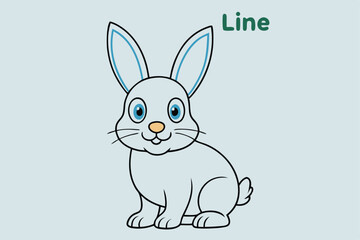  coloring  Rabbit outline vector illustration and ready for print. white  background.