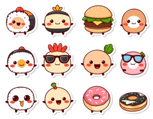 Cute food characters in playful design