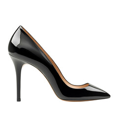 Elegant Black Stiletto Heels with Ankle Strap Isolated on Transparent Background