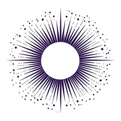 Obraz premium Abstract Purple Starburst Ring Icon on White Background Decorative Radial Design Element Isolated with Geometric Shapes