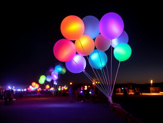 name: neon glow balloons at night,