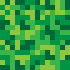Pixel pattern closeup. Green block mosaic. Vector seamless background. Abstract color style.