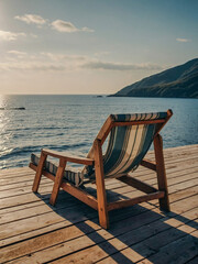 Obraz premium Relaxing on a comfy deck chair with soothing vibes.