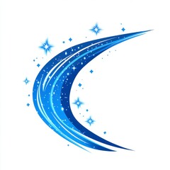 Stylized Blue Star Trail Icon Isolated on White Background Depicting Cosmic Motion and Celestial Theme
