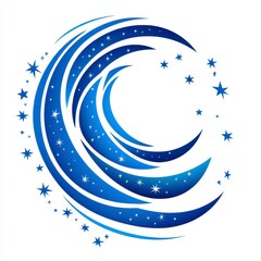 Naklejka premium Stylized Star Trail Icon in Shades of Blue on White Background for Space and Astronomy Themes