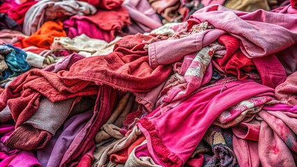 Fototapeta premium Sustainable Fashion Reimagining Pink Clothing Through Upcycling and the Circular Economy Transforming Textile Waste