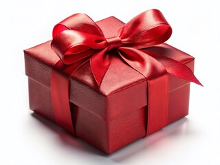 Obraz premium Elegant Red Gift Box with a Sparkling Ribbon Perfect for Holiday Birthday or Special Occasion Presents on a