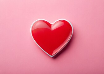 Obraz premium Adorable Red Heart Sticker on a Delightful Pink Background A Sweet Valentines Day Design for Digital or Print