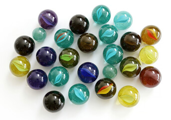 Glass color balls on white background
