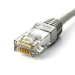 LAN connector with wire isolated on a white background
