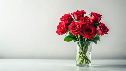 Obraz premium Stunning Red Rose Bouquet in Elegant Vase A Captivating Floral Still Life for Home Decor