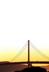 Fototapeta premium Iconic orange bridge silhouette at sunset against a clear white sky, San Francisco, structure, photography