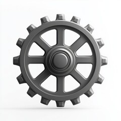 Obraz premium Grey Metal Gear Wheel 3D Render on White Background