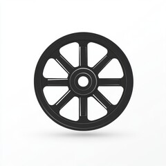 Obraz premium Minimal Black Flywheel Icon on White Background